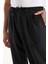 Bezayağı Kumaş Relax Fit Duble Paça Jogger Pantolon - Siyah 2