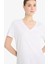 Regular Fit V Yaka Basic Düz Penye Kısa Kollu Tişört F4208AXNS 1