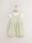 % 100 Pamuklu Sage Green Çiçek Işlemeli Salopet Body Zıbın Set 2
