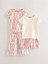 Pamuklu Pembe Çiçek Desenli Kısa Kollu 2'li Alt Üst Takım 1