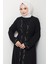 Kuşaklı Taş Detaylı Abaya Siyah HM2803 2