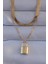 316L Çelik Gold Renk Çift Zincir Kilit Model Kolye - PRT3500EB01879 1