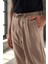Bezayağı Kumaş Relax Fit Duble Paça Jogger Pantolon - Vizon 2