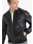 Su İtici Slim Fit Dar Kesim Kolej Yaka Astarlı Fermuarlı Rüzgar Geçirmez Suni Deri Mevsimlik Mont Y5367AZ25AU 3