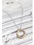 316L Çelik Zirkon Taşlı Dönen Daire Model Gold ve Gümüş Renk Kadın Kolye - PRT3500EB08529 2
