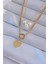 316L Çelik Gold Renk Çift Zincir Inci Detayı Love Kalp Kolye - PRT3500EB01877 1