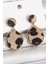 Pirinç Gold Renk Sallantı Leopar Desen Plaka Model Kadın Küpe - PRT3500EB04239 1