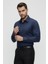 Slim Fit Pamuk Saten Klasik Lacivert Gömlek Gk 624 7