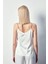 Zincir Askılı Saten Bluz - Ekru 6