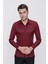 Slim Fit Pamuk Saten Klasik Bordo Gömlek Gk 624 7
