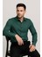 Slim Fit Pamuk Saten Klasik Yeşil Gömlek Gk 624 7