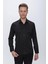 Slim Fit Pamuk Saten Klasik Siyah Gömlek Gk 624 7