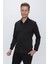 Slim Fit Pamuk Saten Klasik Siyah Gömlek Gk 624 8