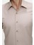 Slim Fit Pamuk Saten Klasik Bej Gömlek Gk 624 8