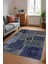 Makinede Yıkanabilir Mavi Temalı Kaymaz Taban Leke Tutmaz Mutfak Halısı Salon Halısı ve Yolluk 2