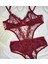 Bordo Dantel Iç Çamaşır Takımı Bodysuit 1