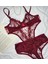 Bordo Dantel Iç Çamaşır Takımı Bodysuit 3