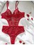 Kırmızı Dantel Iç Çamaşır Takımı Bodysuit 1