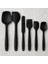 6'lı Mutfak Seti: Silikon Yumurta Fırçası, Kaşık, Bıçak, Spatula Siyah 1