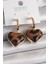 Pirinç Gold Renk 3D Kalp Leopar Desen Model Kadın Küpe - PRT3500EB03310 1