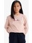 Relax Fit Bisiklet Yaka Baskılı Ince Bej Kız Çocuk Sweatshirt E8817A8/BG55 3