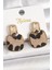 Pirinç Gold Renk Sallantı Kare Leopar Model Kadın Küpe - PRT3500EB04238 1