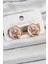 Pirinç Pembe Mineli Çiçek Figürlü Sanatsal Portre Model Gold Renk Kadın Küpe - PRT3500EB06477 1