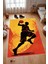 Dijital Baskı Sarı Kırmızı Basketbol Silüetli Makinada Yıkanabilir Genç Odası Salon ve Yolluk Halısı 1
