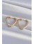 Pirinç Gold Renk Zirkon Taşlı Motifli Kalp Küpe - PRT3500EB02014 3