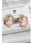 Pirinç Pembe Mineli Inci Detaylı Sanatsal Portre Model Gold Renk Kadın Küpe - PRT3500EB06490 1