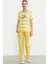 Rahat Kalıp Çizgili Pantolon Takım - Sarı 1