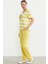 Rahat Kalıp Çizgili Pantolon Takım - Sarı 5