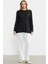 Triko Yaka Kombinli Uzun Kol Bluz - Siyah 2