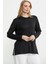Triko Yaka Kombinli Uzun Kol Bluz - Siyah 3