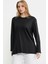 Triko Yaka Kombinli Uzun Kol Bluz - Siyah 4