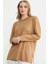 Triko Yaka Kombinli Uzun Kol Bluz - Kamel 2