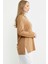 Triko Yaka Kombinli Uzun Kol Bluz - Kamel 5
