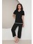 Kadın Pijama Takımı Kısa Kollu Siyah 3