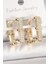 Pirinç Gold Renk Kare Zirkon Taşlı Kadın Küpe - PRT3500EB04324 1