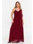 Kadın Büyük Beden Kolsuz Taş Detaylı Uzun Abiye Elbise 6671 Bordo 1