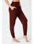Bordo Beli Lastikli Şalvar Görünümlü Harem Pantolon Yoga Joggers 1