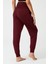 Bordo Beli Lastikli Şalvar Görünümlü Harem Pantolon Yoga Joggers 2