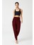 Bordo Beli Lastikli Şalvar Görünümlü Harem Pantolon Yoga Joggers 3