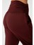 Bordo Beli Lastikli Şalvar Görünümlü Harem Pantolon Yoga Joggers 4