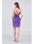 Kadın Ip Askılı Tül Mini Abiye Elbise 5077 Mor 4