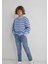 6S10144-90780 Mavi Logo Çizgili Mavi Sweatshirt 1