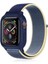 Apple Watch 38MM Hasırlı Cırtcırtlı Kasalı Kordon - SARI-LACIVERT-(5796) - AYS9234-6746 1