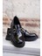 Kadın Loafer Yüksek Taban Tokalı Günlük Ayakkabı Kinles Siyah 7