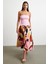 Desenli Midi Etek Pembe 1