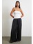 Beli Lastikli Geniş Paça Büzgülü Pantolon Siyah 3